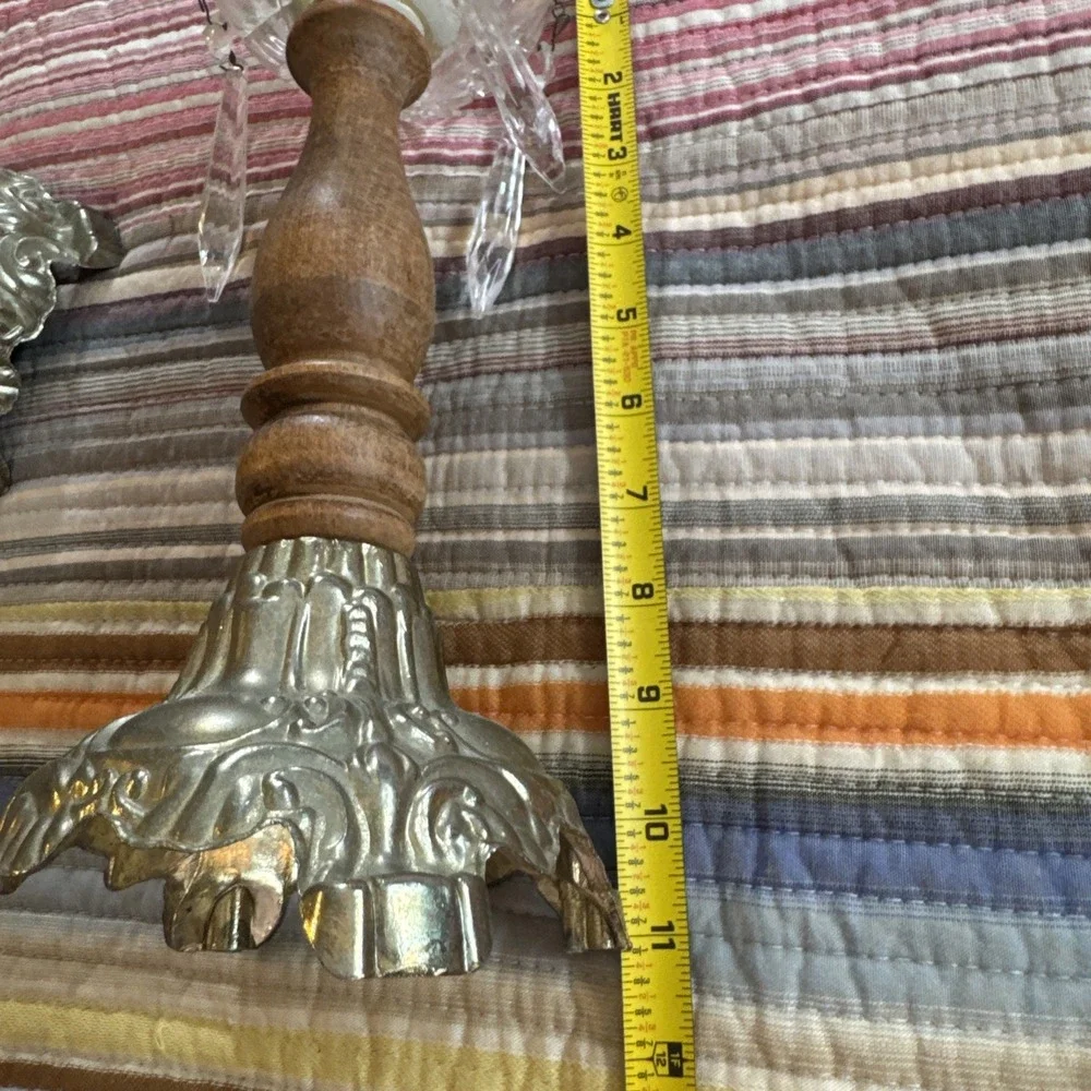 Pair Of Hedco Wood Metal Glass Candle Holders Parts Only Read